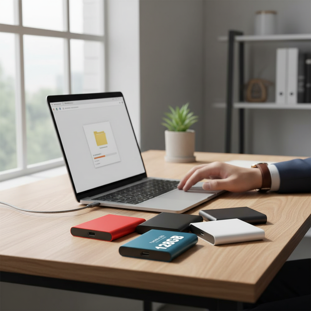 Portable SSD | External Hard Drive with USB 3.1 & USB-C | 128GB Storage for Fast Data Transfer 0