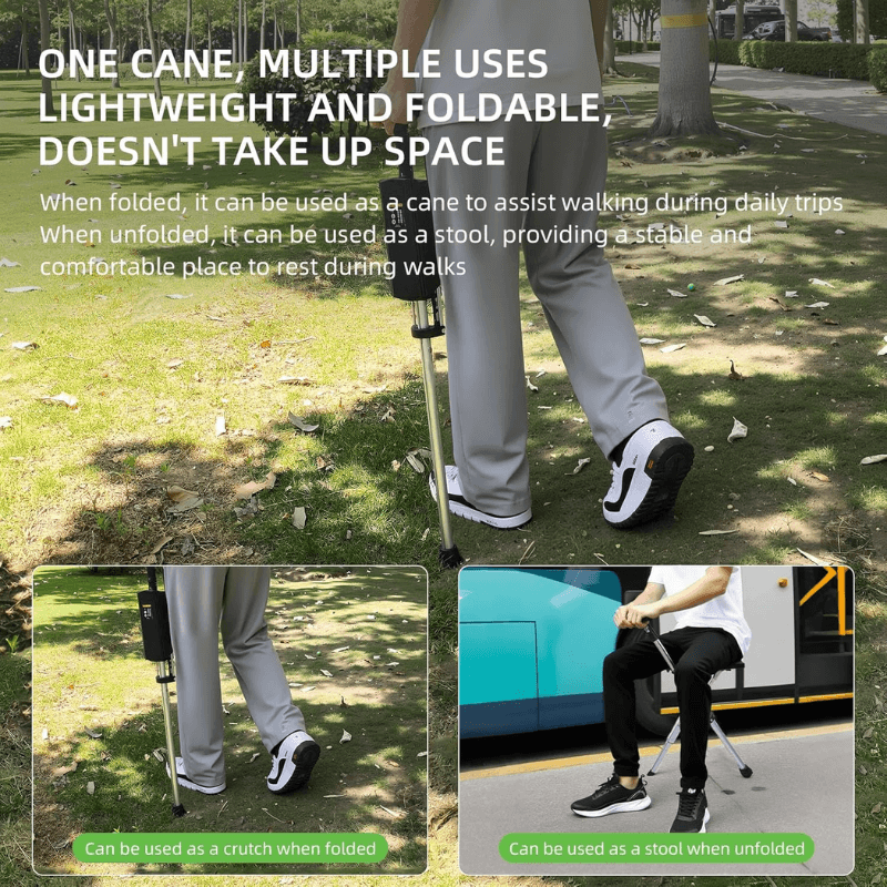 Portable Walking Stick | 2-in-1 Folding Cane with Adjustable Height | Lightweight Aluminum Design for Outdoor Comfort 5