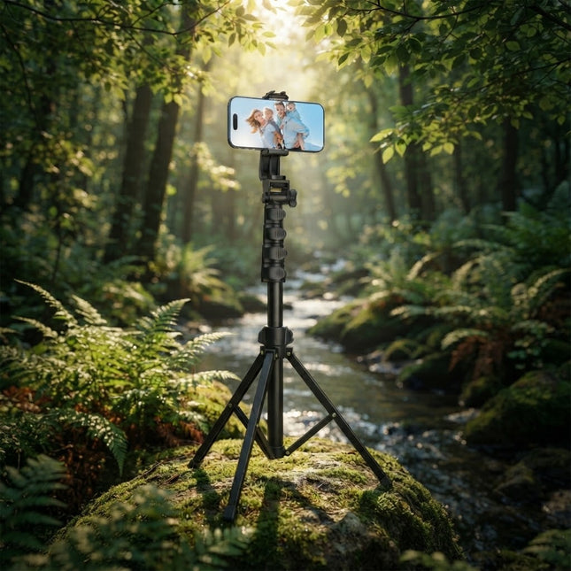 Tripod Stand for Phone and Camera, 64 Inch Phone Tripod with Bluetooth Remote, Aluminum Camera Tripod for Travel