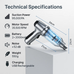 Powerful Cordless Car Vacuum Cleaner with 95,000PA Suction | Compact Design for Quick Cleanups 4