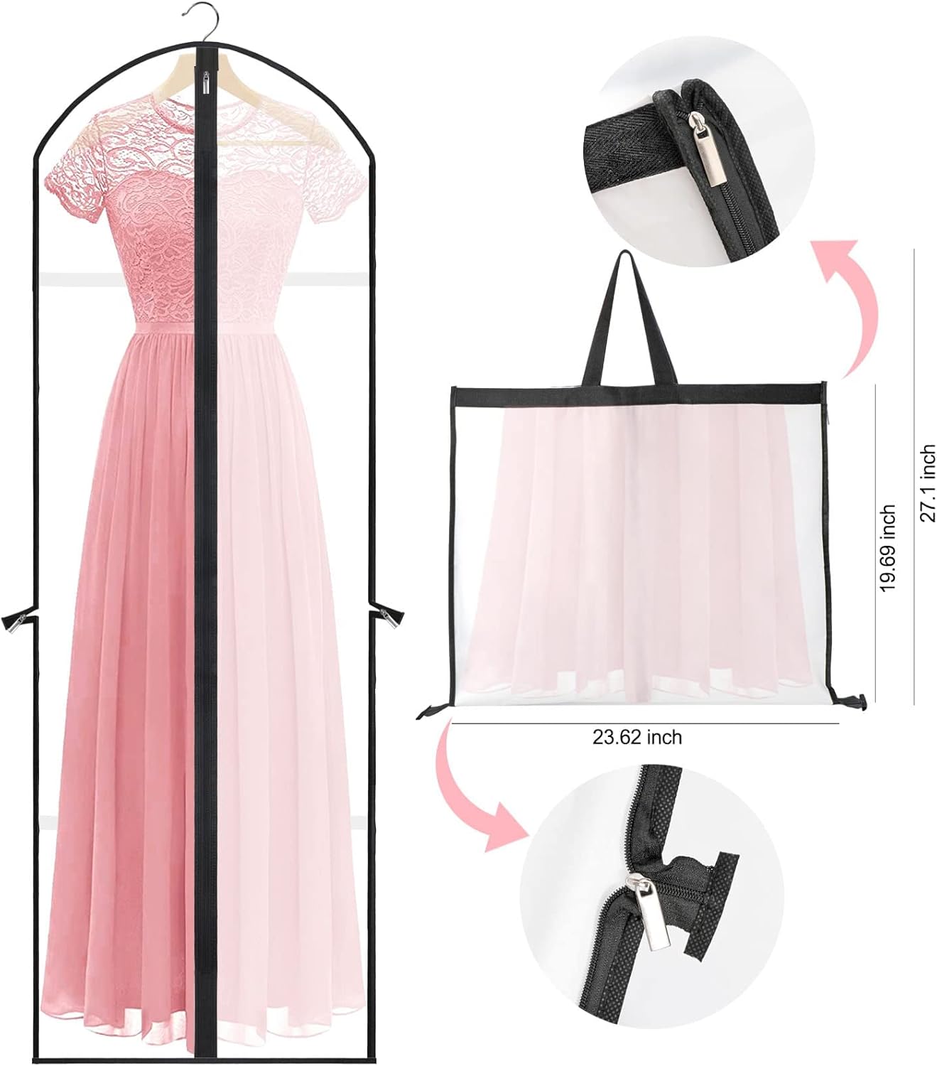 Premium Garment Bag | Extra-Long Dress Cover with Full-Length Zipper | Durable Protection for Formalwear 7