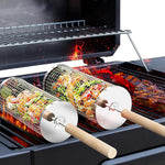 Premium Grill Baskets | Stainless Steel BBQ Tool with Removable Handles | Space-Saving Design for Outdoor Cooking 0