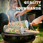 Premium Grill Baskets | Stainless Steel BBQ Tool with Removable Handles | Space-Saving Design for Outdoor Cooking 1