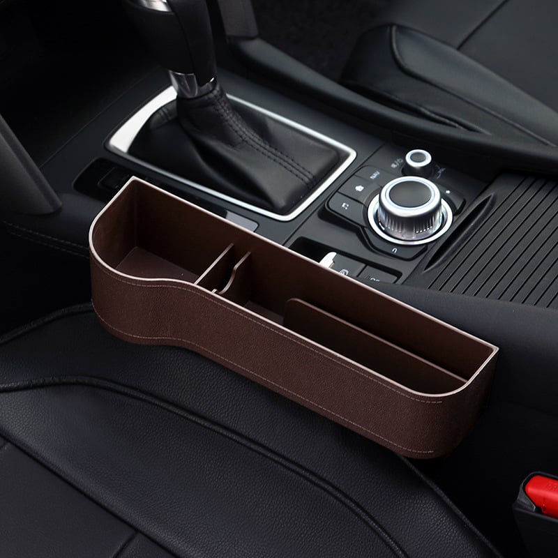 Premium Leather | Car Seat Organizer with Cup Holder & Gap Prevention | Back Seat Car Organizer for Extra Storage 17