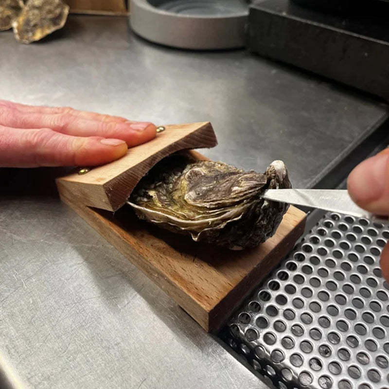 Premium Wood Handle Oyster Shell Opener Clamp with Durable Design | Efficient Tool for Seafood Preparation 0
