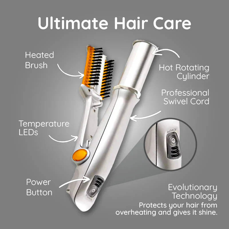 Professional 2-in-1 Rotating Hair Brush & Styling Iron with Adjustable Heat Settings for Versatile Styling 7