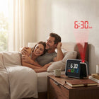 Projection Alarm Clock for Bedroom, Digital Alarm Clock with Indoor Outdoor Thermometer, Weather Station Clock