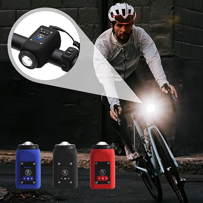 TUZWA Bike Light and Horn, 250 Lumens Rechargeable Bicycle Headlight with 110dB Horn, Wireless Remote, 4 Modes, IPX5, 1200mAh