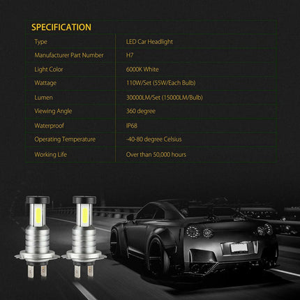 H7 LED Headlight Bulbs 4 Pack, Waterproof LED Headlight Bulbs for Cars – image 6