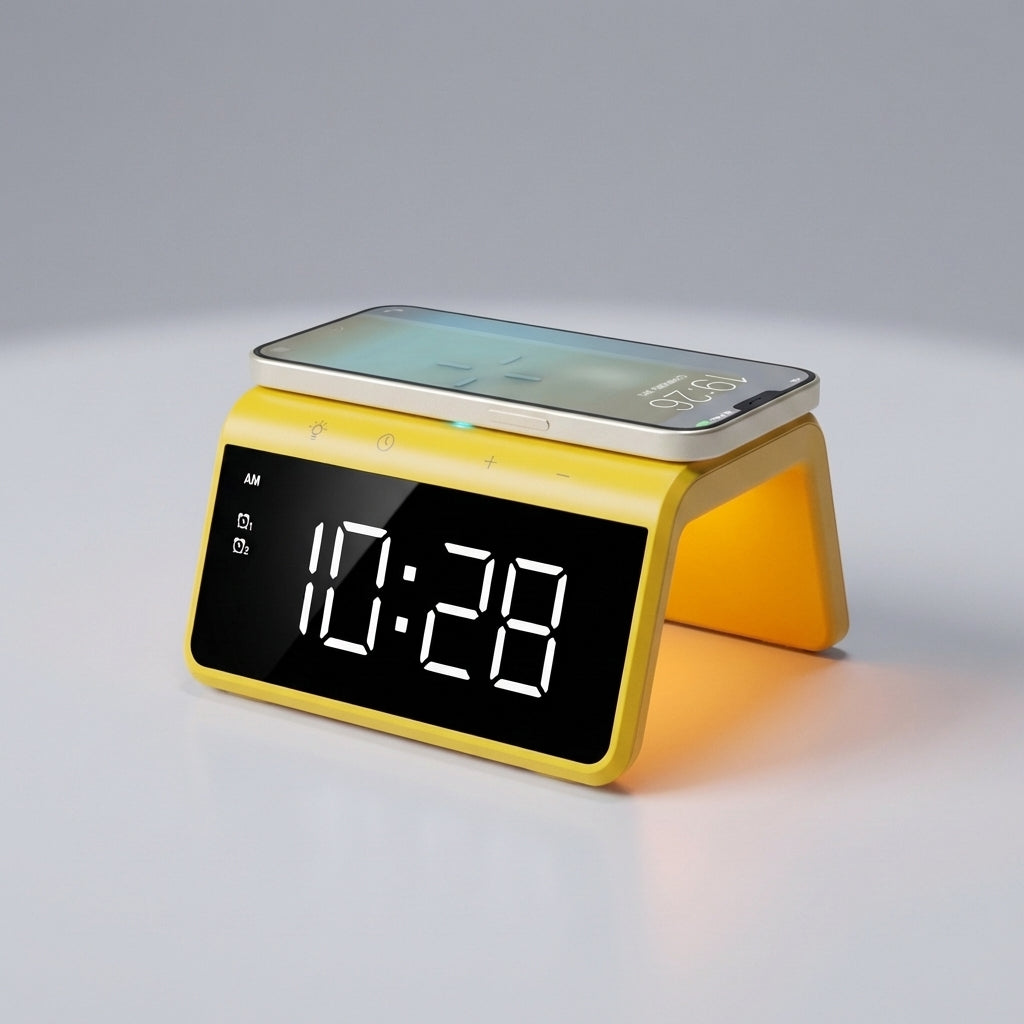 Qi Wireless Charging Alarm Clock with Dual Alarm & Night Lamp | Smart Bedside Device for Effortless Mornings 5