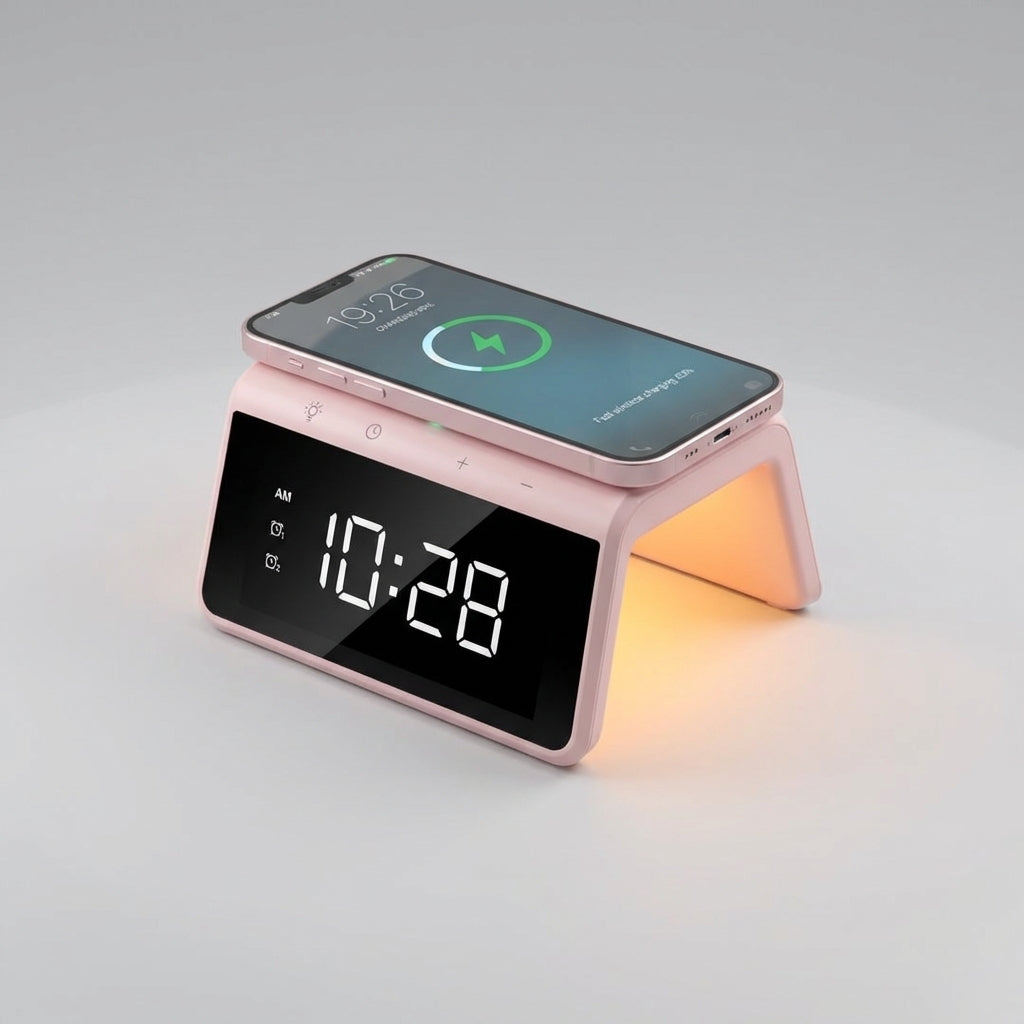 Qi Wireless Charging Alarm Clock with Dual Alarm & Night Lamp | Smart Bedside Device for Effortless Mornings 7