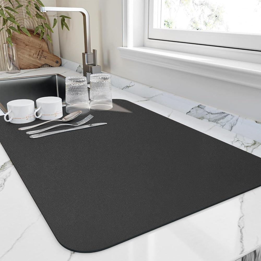 Quick Dry Kitchen Dish Drying Mat with Super Absorbent Diatomite | Compact Solution for Fast Drying 0