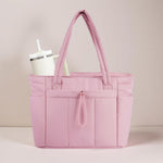 Quilted Tote Bag with Laptop Sleeve & Tumbler Holder | Spacious Organizer for Travel and Daily Use 5