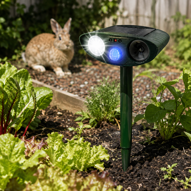 Rabbit Repellent for Garden, Solar Ultrasonic Animal Repeller Stake in 1 to 6 Packs, Rabbit Deterrent with Flashing LED
