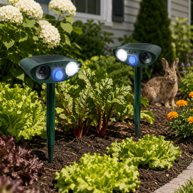 Rabbit Repellent for Garden, Solar Ultrasonic Animal Repeller Stake in 1 to 6 Packs