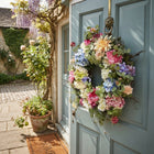 Front Door Wreath for Spring, Artificial Flower Wreath with Rainbow Hydrangea, Floral Door Decoration for Wall and Porch