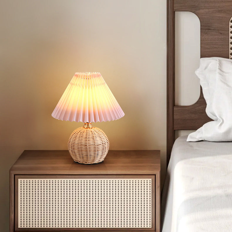 RattanGlow | Elegant Dimmable LED Table Lamp with Remote Control 4