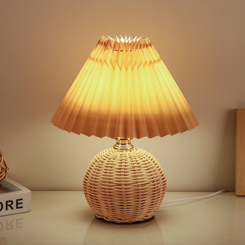 RattanGlow | Elegant Dimmable LED Table Lamp with Remote Control 5