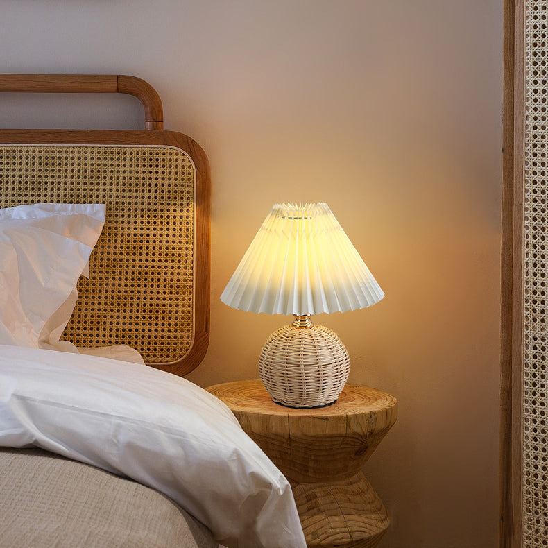 RattanGlow | Elegant Dimmable LED Table Lamp with Remote Control 7