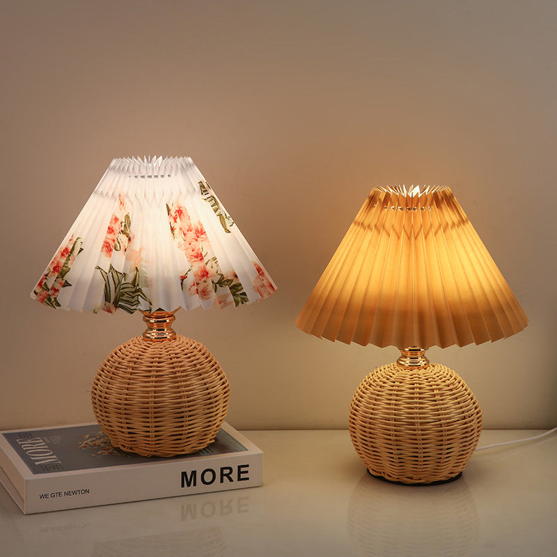 RattanGlow | Elegant Dimmable LED Table Lamp with Remote Control 8