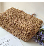 Rattan Woven Tote Bag with Leather Straps | Stylish Beach Bag for Summer Adventures 3