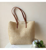 Rattan Woven Tote Bag with Leather Straps | Stylish Beach Bag for Summer Adventures 5