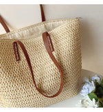 Rattan Woven Tote Bag with Leather Straps | Stylish Beach Bag for Summer Adventures 6