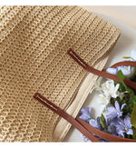 Rattan Woven Tote Bag with Leather Straps | Stylish Beach Bag for Summer Adventures 7