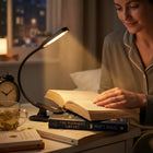 Book Light, Rechargeable LED Reading Lamp with Book Clamp, Reading Light for Books with 3 Color Modes and Dimming