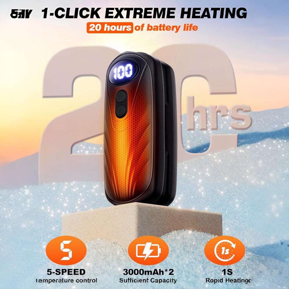 Rechargeable Hand Warmers Set with LED Display | Instant Heat for Outdoor Comfort 4