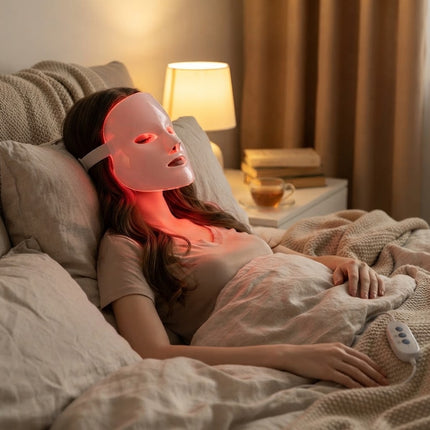 Red Light Therapy Mask with 7 Colors, LED Face Mask with Remote and Eye Protection Pads, Red Light Mask for Skincare
