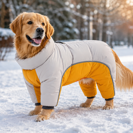 Water Resistant Dog Parka and Winter Coat with Back Zip, Reflective Strip and Stainless Steel Leash Ring, Sizes S to 4XL in 7 Colors