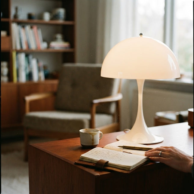 Table Lamps for Bedroom and Living Room, Mushroom Lamp with Retro Danish Design, Small Modern Bedside Lamp