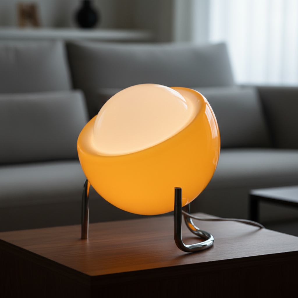 Retro Glass Table Lamp with Energy-Efficient LED | Cozy Lighting for Any Room 0