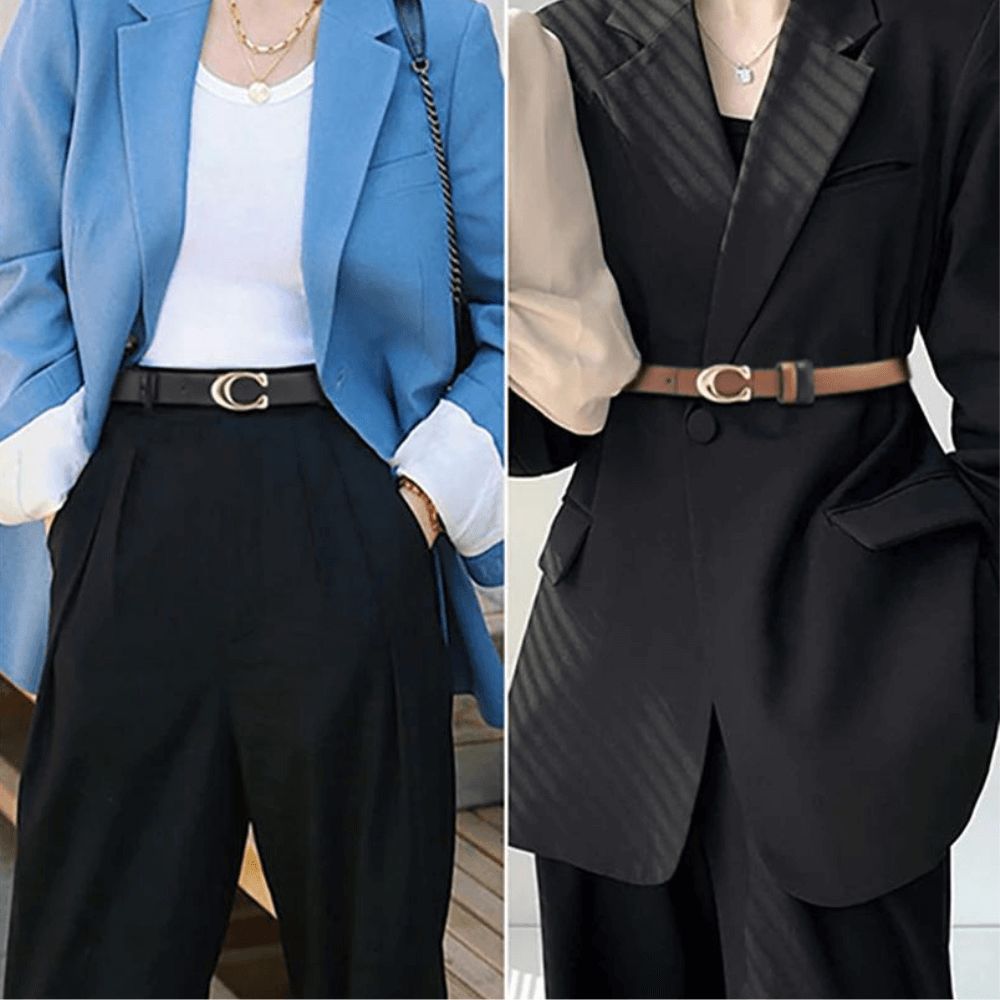 Reversible Slim C-Buckle Belt with Detachable Buckle | Dual Color Design for Effortless Style 7