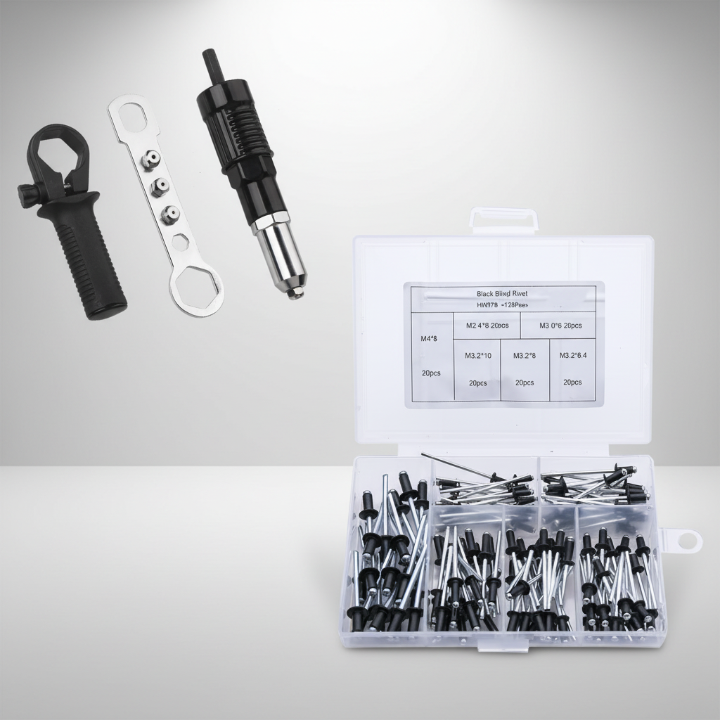 Rivet Gun Adapter Kit | Electric Drill Attachment with Interchangeable Nozzles | Versatile Tool for Fastening Tasks 9