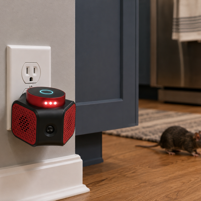 Mice Repellent Plug In with LED Strobe Light, 4 in 1 Ultrasonic Rodent Repellent for Attic, Garage and Basement, Rat Repeller