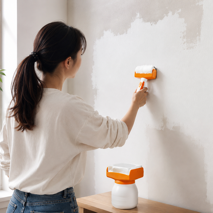 Wall Repair Roller Paint Brush 500g, All in One White Wall Patch Paste Roller Kit with Squeegee and Sandpaper