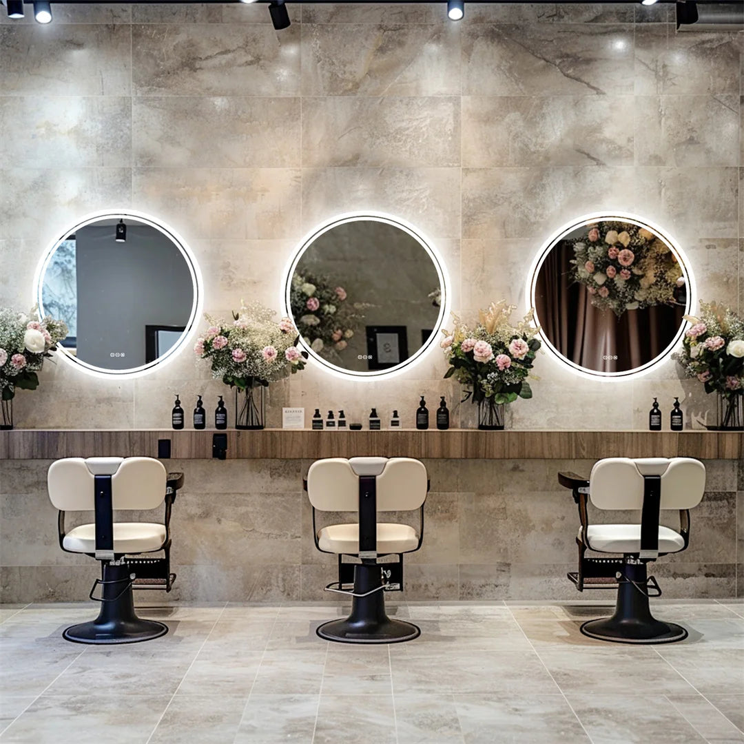 Round LED Bathroom Mirror with Anti-Fog & Dimmable Touch Control | Modern Design for Luxurious Reflection 6