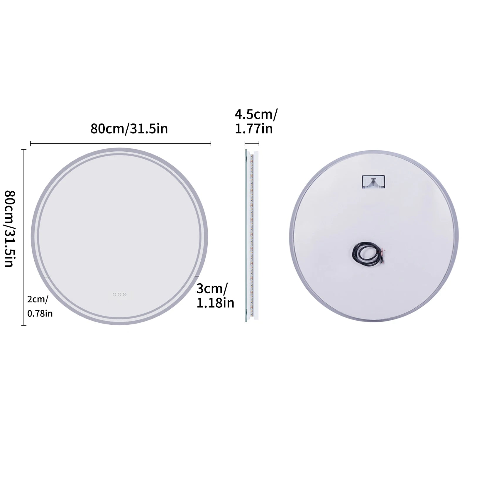 Round LED Bathroom Mirror with Anti-Fog & Dimmable Touch Control | Modern Design for Luxurious Reflection 7
