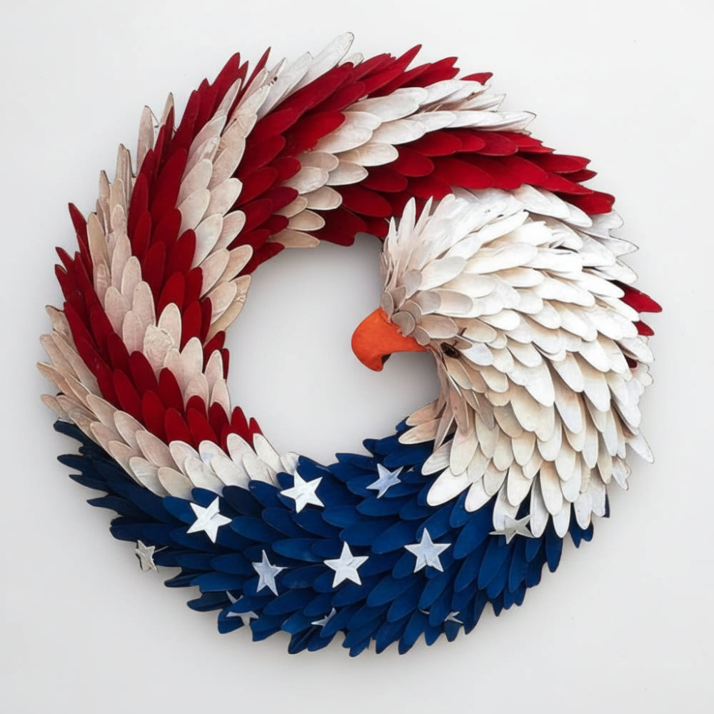 Rustic Eagle Wreath | Handcrafted Patriotic Decor with Weather-Resistant Design | Ideal for Year-Round Display 0