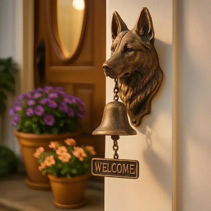 Rustic Welcome Bell | German Shepherd Design with Artisan Craftsmanship | Perfect Home Decor for Warm Greetings 0