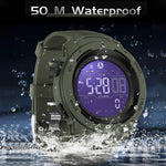 Tuzwa Men's Digital Military Sports Watch with Pedometer – 5Bar Water Resistant, 45mm Dial, Rubber Strap