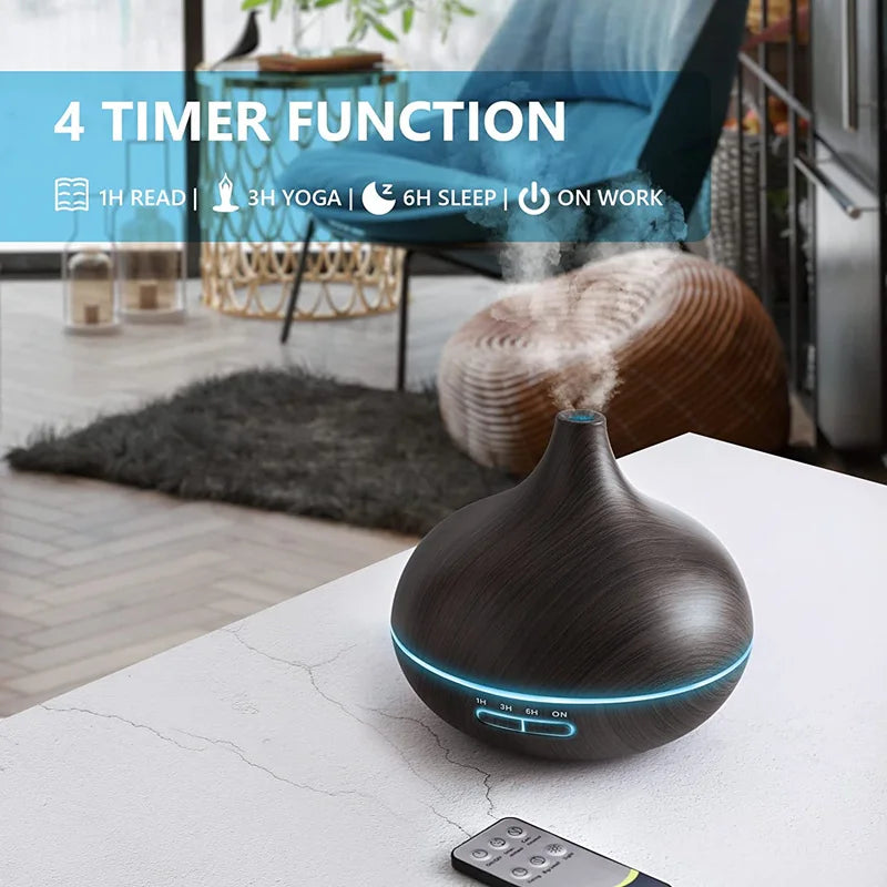 Tuzwa 550ML Essential Oil Diffuser with Remote Control & 7 Color LED Lights – USB Aroma Diffuser for Home, Bedroom & Office