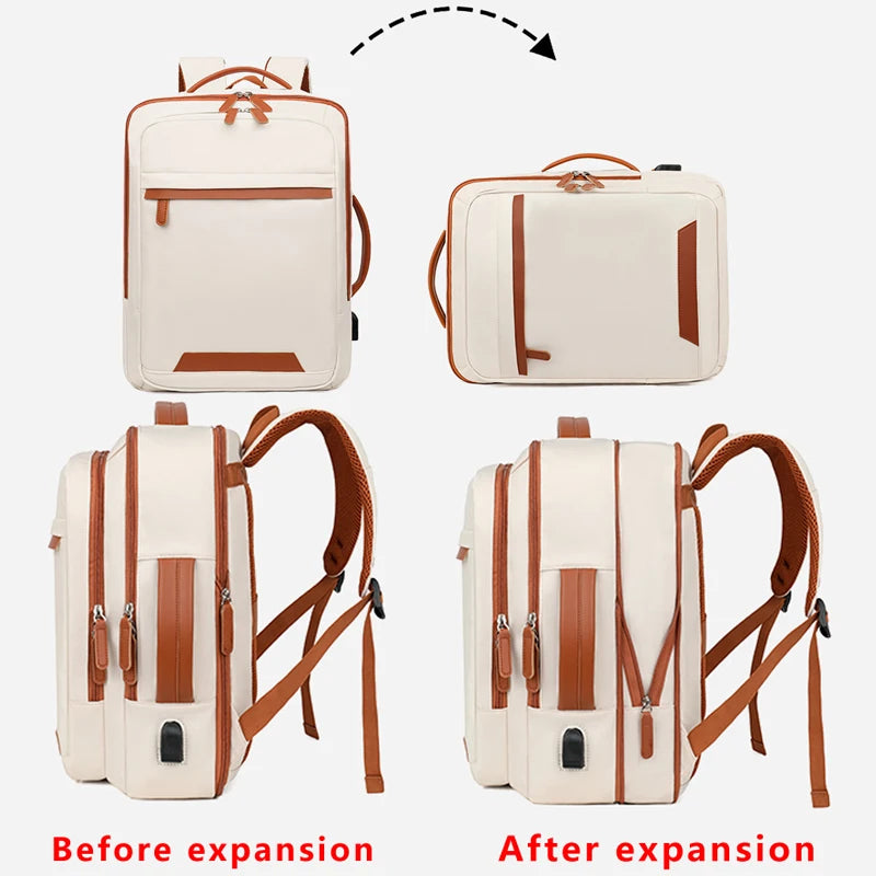 Tuzwa Expandable Laptop Backpack with Dry & Wet Separation – 20-35L Lightweight Nylon Travel Backpack with Rain Cover for Work & Commuting