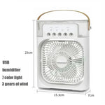 Tuzwa 3-in-1 Portable Air Cooler with LED Night Light – Compact USB Personal Cooling Fan for Bedroom, Desk, Home & Office