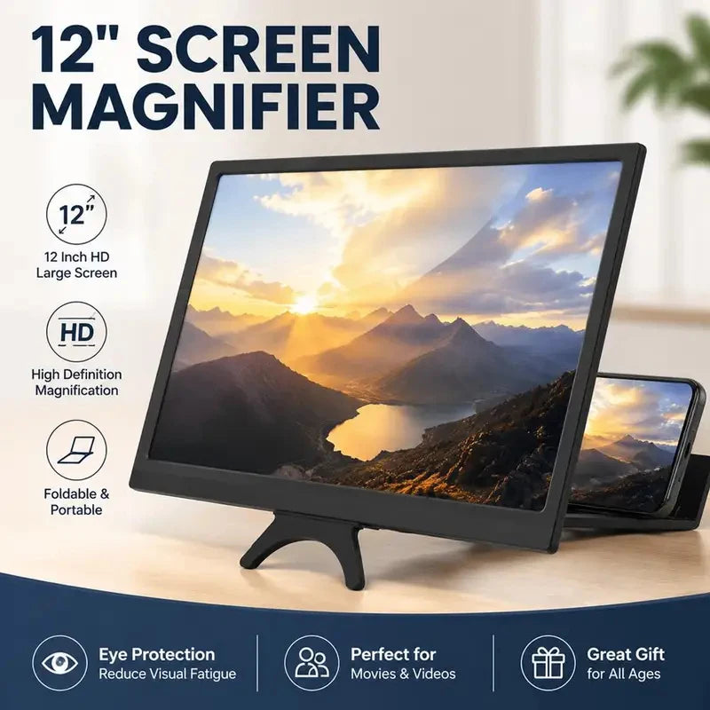 Tuzwa 12-Inch Curved Phone Screen Magnifier – Foldable Smartphone Screen Amplifier for Movies, Videos & Mobile Viewing