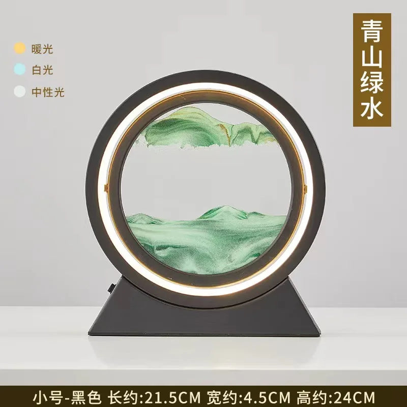 Tuzwa LED Moving Sand Art Table Lamp with 3D Sandscape – Relaxing Night Light & Decorative Desk Lamp for Bedroom, Office & Home