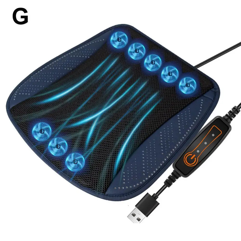 Tuzwa Car Cooling Seat Cushion with 5 Adjustable Fans – USB-Powered Ventilated Car Seat Pad for Summer Driving Comfort