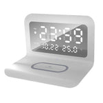 Tuzwa 30W Wireless Charging Stand with Alarm Clock & Thermometer – Fast Phone Charger for Bedside, Nightstand & Desk
